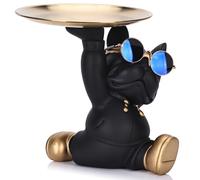 Plateau de bouledogue avec statue et sculpture, porte-clés, bol de rangement moderne pour table d'entrée, bureau, décoration française, cadeau bouledogue français, accessoires pour panier à clés