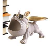 Plateau de bouledogue français pour décoration - Bol à bonbons, figurine décorative porte-clés, ornement de bouledogue de dessin animé, sculpture de rangement moderne | Décoration élégante de salle à