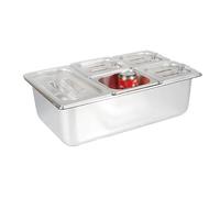 Plateau de buffet portable pour bar à salade, présentoir de service de glace, serveur de buffet d'aliments froids, station de garniture de pizza, plateaux de refroidissement pour fêtes - Argenté, B, E