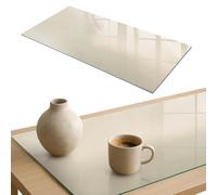 Plateau de Bureau 140x70 cm | Rectangulaire | Décoré | Bords Polis | Harmonie subtile | Décoration pour Salle à Manger | Verre Trempé | Multi-usages | Patins Antidérapants Inclus