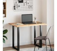 Plateau de bureau en bois d'acacia massif non traité - 80 x 70 x 2 cm - Rectangulaire - Polyvalent - Pour bureau, maison, lieu de travail - Avec cadre robuste et gestion des câbles