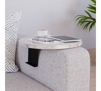 Plateau de café 'Kuleskyd' ajustable Ø34 cm support métallique aspect marbre, blanc