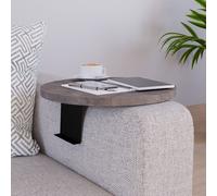 Plateau de café 'Kuleskyd' ajustable Ø34 cm support métallique aspect marbre, gris