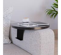 Plateau de café 'Kuleskyd' ajustable Ø34 cm support métallique aspect marbre, noir