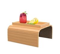 Plateau de canapé, accoudoir en bambou, pliable, porte-gobelet, antidérapant, plateau de canapé avec porte-gobelet, pour collations, téléphone portable, commande, tasses
