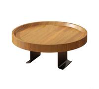 Plateau de canapé avec pince réglable en bois avec pieds en métal pour plus de stabilité, pour contenir des collations, pour boissons, café et télécommande, marron clair