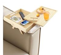 Plateau de canapé Naturel - Double Couche - Plateau Rotatif - en Bambou - Organiseur de Table pour télécommande, collations, téléphone Portable, Boissons, Tasse