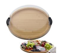Plateau De Charcuterie Et Fromages De Voyage Portable Avec Couvercle | Plateau Rond En Bois 30 X 30 Cm |Accessoires De Cuisine Pratiques En Bois,pour Fête,mariage,anniversaire,pendaison De Crémaillère