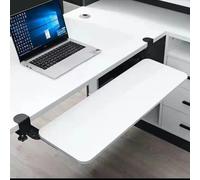Plateau de clavier coulissant avec pince en C réglable et peu encombrant pour poste de travail ergonomique compatible avec la plupart des bureaux