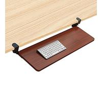 Plateau de clavier en bois avec pince coulissante sous le bureau pour clavier et souris de bureau, installation facile, plate-forme extensible pour un espace de travail ergonomique