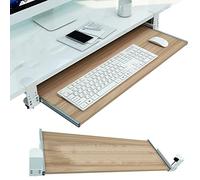 Plateau de clavier en bois avec pince de tiroir supplémentaire pour bureau - Parfait pour un espace de travail bien rangé et une productivité améliorée.