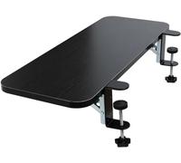 Plateau de clavier en bois extra large de 80 cm - Extension de bureau pliable pour la maison et le bureau - Accoudoir à pince pour économiser de l'espace - Noir - Design réglable à 90°