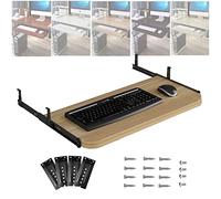 Plateau de clavier ergonomique coulissant pour bureau, maison et école - Bras de clavier reble pour améliorer la posture, design élégant en bois, hauteur réglable et solution gain de place