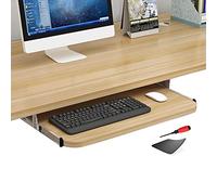 Plateau de clavier ergonomique en bois - Glissière réglable sous le bureau 54/60/70 x 27 cm, finition noyer, extension de bureau parfaite pour un confort ultime et une organisation efficace