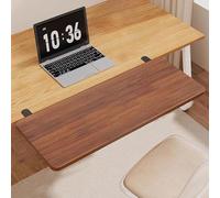 Plateau de clavier ergonomique en bois - Pince de bureau réglable avec tiroir pliable - Repose-coude sans poinçon pour ordinateur - 60 x 20 cm - Parfait pour le confort du bureau à domicile