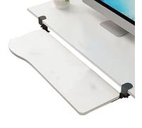Plateau de clavier ergonomique extractible pour bureau - Extension de bureau en bois - Installation sans perçage - Design compact - Blanc - 520 x 250 mm - Parfait pour le bureau à domicile