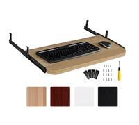 Plateau de clavier ergonomique réglable sous le bureau 54, 60, 70 x 27 cm, support coulissant pour clavier et souris, étagère coulissante en bois pour un meilleur confort et une optimisation de