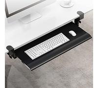 Plateau de clavier extra large de 67,3 x 30 cm sous le bureau avec support de serrage robuste et plate-forme coulissante pour taper sur ordinateur ergonomique et niiser l'espace de travail.
