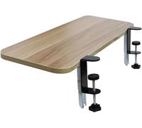 Plateau de clavier extra large en bois - 65 cm et 80 cm - Extension de bureau pliable pour la maison et le bureau - Accoudoir à pincer, économiseur d'espace, support de table - Finition noyer