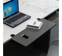 Plateau de clavier réglable en bois, extension de bureau pliable 52/65/75 x 25 cm, conception ergonomique de pince pour réduire la fatigue et améliorer la posture pour le travail et la salle à manger.