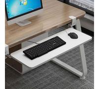 Plateau de clavier réglable sous le bureau avec pince en C pour clavier coulissant et souris pour bureau à domicile (blanc, 65 x 25 cm) - Design omic pour économiser de l'espace