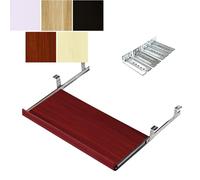 Plateau de clavier réglable sous le bureau - Support coulissant pour clavier - Avec roulements - Utilisation à la maison et au bureau - Design omique en teck - H 70 x 27 cm