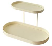 Plateau de coiffeuse en fer à deux niveaux pour organiser les bijoux de maquillage et les articles de toilette sur le comptoir de salle de bain ou la commode (F)