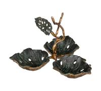 Plateau de collations 27 x 26 x 20 cm Feuilles Métal Cuivre Vert