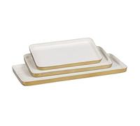 Plateau de collations 47 x 20,5 x 2 cm Doré Blanc Fer 3 Pièces