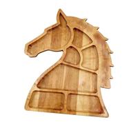 Plateau de collations en bois à sections multiples produit comme tête de cheval décors occidentaux plat de service pour la présentation de nourriture organisée Plateau de service pour chevaux en bois
