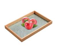 Plateau De Collations | Plateau Portatif | Plateau Maison | Plateau À Fruits En Verre Gaufré, Plateau À Thé Couleur Noyer, Plateau De Stockage De Collations Rectangulaire, Beau Plateau Léger, Plateau