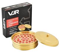 Plateau de Communion chrétien VJR avec Couvercle - Lot de 1 Plateau PVD doré | Fournitures d'église | Service | Service de Communion