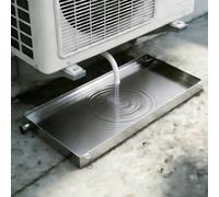 Plateau de condensat en acier inoxydable 304, 5,1 cm de haut, 0,8 mm d'épaisseur, robuste, anti-fuite, avec tuyau de vidange pour climatiseur, machine à laver, chauffe-eau, garage, cuisine (50 x 70 cm