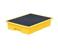 Plateau de confinement anti-fuite avec grilles - Palette modulaire résistante aux produits chimiques pour la prévention des barils d'huile dans les entrepôts et les usines