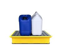 Plateau de confinement de déversement de baril d'huile empilable avec drain, plate-forme de collecte modulaire, grille amovible en polyéthylène pour garage et supermarché, solution industrielle pour