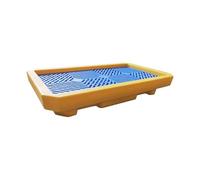 Plateau de confinement de déversement de baril d'huile industriel empilable avec drain, plate-forme de collecte modulaire et grille amovible en polyéthylène pour garage, supermarché, sous-sol, 67 x