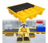 Plateau de confinement de déversement d'hydrocarbures - Plateforme de déversement de tambour robuste avec accès à chariot élévateur, capacité de 1 043,3 kg, 33,5 x 33,5 x 5,5 cm, pour déversements de