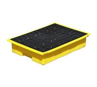 Plateau de confinement industriel anti-déversement, anti-fuite avec grille à dessus plat, haute capacité de charge statique, antidérapant pour la sécurité du stockage de produits chimiques