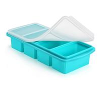 Plateau de congélation en silicone avec couvercle - Plateau de congélation alimentaire en silicone pour 1 tasse - Grands moules à glaçons - Soupe, sauce, restes, préparation des repas faits maison -