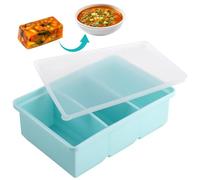 Plateau de Congélation Soup Extra Large en Silicone avec Couvercle, Empilables Moule a Soupe, 3 Compartiment Bac à Bouillon, Large Bac à Glaçons pour Stocker et Congeler la Soupe, la Sauce et la Glace