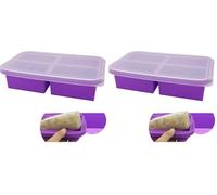 Plateau de congélation Soup, grands moules à glaçons avec couvercle, récipients de congélation en silicone, récipients à soupe pour la congélation de la soupe, portions de 300ml (Purple) (Lot de 2)