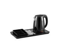Royal Catering Plateau De Courtoisie Hôtel Avec Bouilloire Électrique Inox Sans Fil RC-HKS01 (1,2 l, 1 800 W, Plateau À 4 Compartiments, Arrêt Automatique, Acier Inoxydable & Plastique)