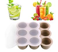 Plateau de cube à glace - plateau de congélateur pour bébé | CONCEPTEURS DE Rangement de nourriture Babby avec couvercle en silicone, matériau sans danger sans BPA, 9 tasses de portions, libération fa