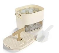 Plateau de cube de glace avec couvercle et bac, tiroir Style BPA-Free Portable Press Machine à glaçons avec scoop, moule à glaçons portable 2 couches réutilisable, pour congélateur, boissons, cocktail