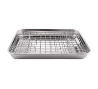 Plateau de Cuisson avec Ensemble de Gril - Demi-Plateau de Four à Biscuits Robuste en Acier Inoxydable de 9 2 Pouces
