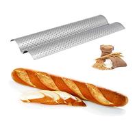 Plateau de cuisson de baguette pour bâtonnets de pain de style français, plateau de cuisson de baguette à 2 emplacements Plateau de cuisson de pain antiadhésif Plat de cuisson en acier inoxydable