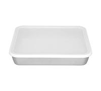 Plateau de Cuisson en Acier Inoxydable, Plat Profond Antiadhésif, Plateau de Cuisson avec Couvercle - Surface Polie Miroir, Reprise Facile des Aliments, Parfait pour Cuisine et (M)