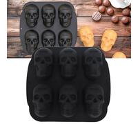 Plateau de Cuisson en Forme de Tête de Crane, Poêle en Silicone Squelette, Os à Tête Noire pour Cuisinière d'Halloween en Plein Air