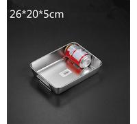 Plateau de cuisson rectangulaire en acier inoxydable, Barbecue, assiette de stockage de fruits et de pain avec poignée, plat à poêle profonde, ustensiles de cuisine