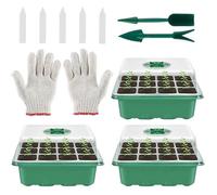 Plateau De Démarrage De Semis, Paquet De 3 Plateaux De Germination De Graines De 12 Cellules Avec Dôme D'Humidité Et Base, Kit De